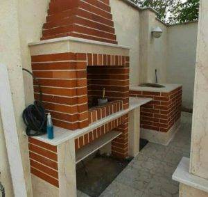 ساخت تخصصی باربیکیو نماکاری سنتی ساختمان شومینه آجری سوری در کرج البرز