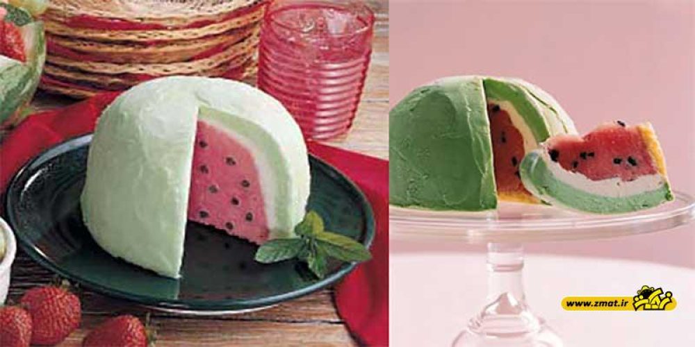 تزئین هندوانه شب یلدا با کیک طعم دار و بستنی